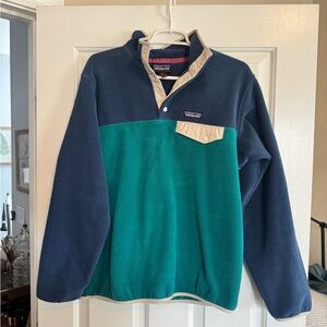 Patagonia Navy and Teal Fleece Pullover